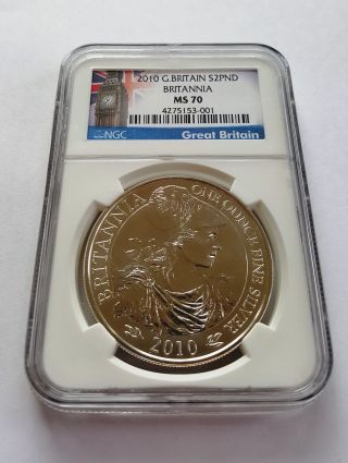 2010 Ngc Ms 70 Great Britannia 1oz Silver S2pnd Bullion Coin Ultra - Low Pop photo