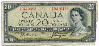 1954 Canada 20 Dollars Note ' Devil ' S Face ' - ' Beattie/coyone ' photo