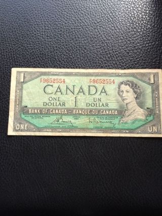 Bank Of Canada One Dollar Banque Du Canada 1954 Scarce photo