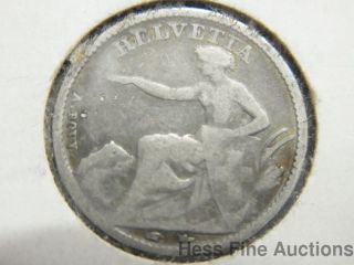 Scarce 1850 Solid Silver Swiss ½ Franc Coin photo