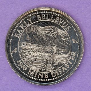 1985 Crowsnest Pass Alberta Trade Token Or Dollar 1910 Bellevue Mine Disaster photo