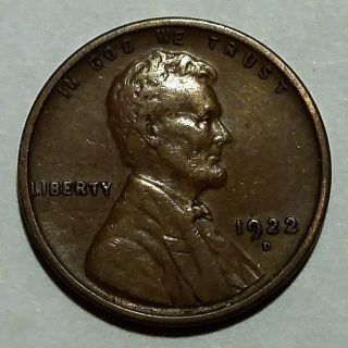 Rare 1922 - D Lincoln Wheat Reverse Cent Extremely Fine photo