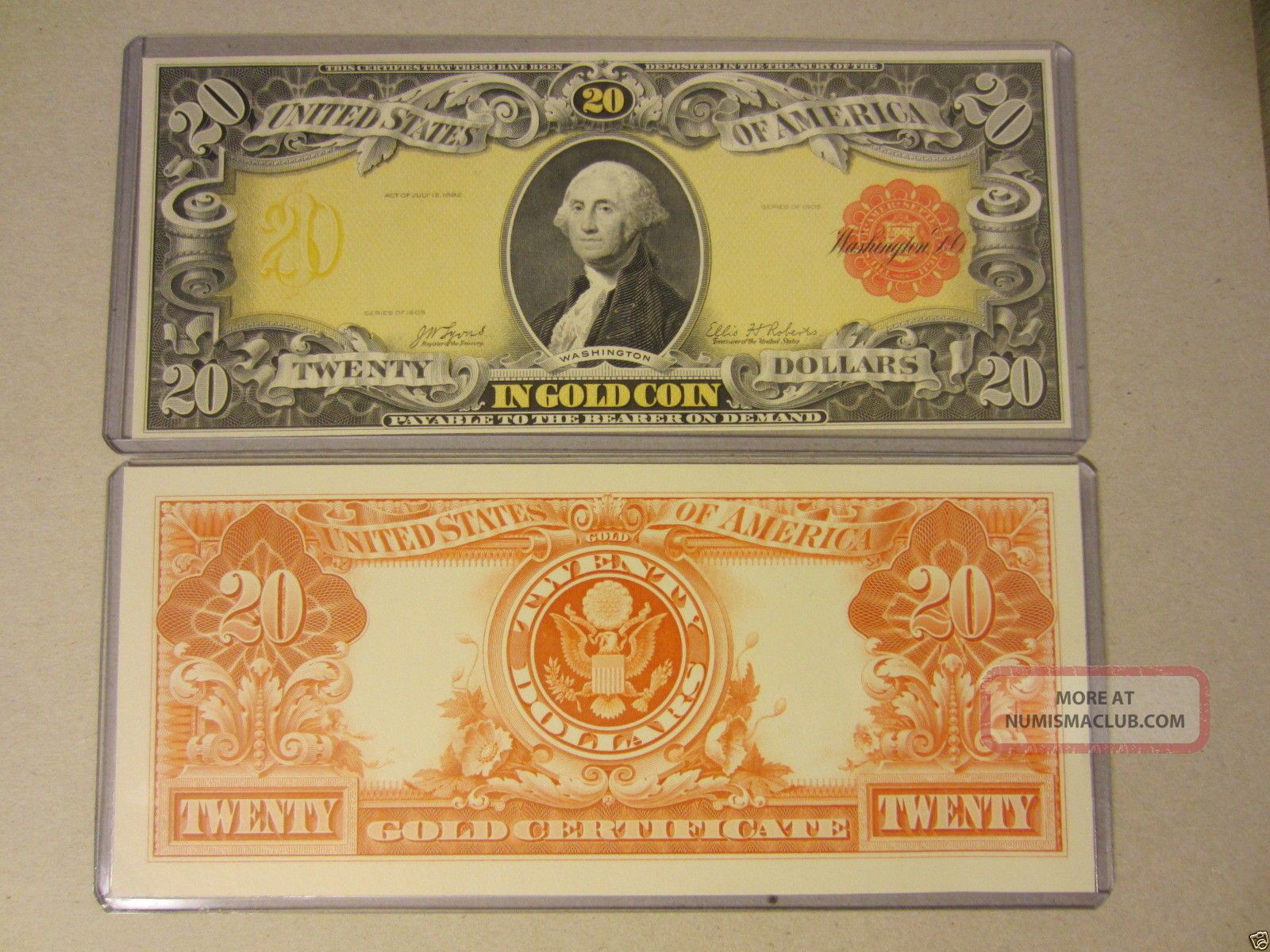 1905 $20 Dollars Gold Certificate Bep Intagio Proof Prints Technicolor Large Size Notes photo