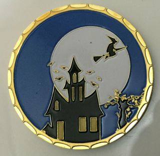 1oz Happy Holloween & The Flying Witch Colourized Finished In 24k Gold Clad Coin photo