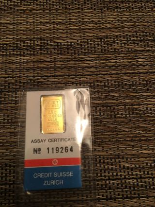 Credit Suisse Zurich 2.  5 Gram 999.  9 Fine Gold Bar Vintage Holder photo
