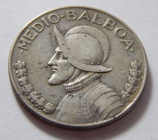 1930 Panama Silver 1/2 Balboa Coin -.  3617 Troy Oz Asw photo