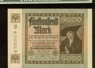 1922 Germany Weimar Hyperinflation Note 5000 Marks Pick 81a Crisp Uncirculated photo