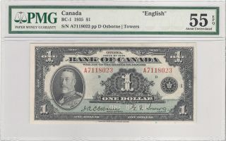 1935 Bank Of Canada $1.  00 - Pmg Au55 Epq photo