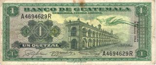 1963 Banco De Guatemala - 1 Quetzal In Fine Pick: 43e - Serie A photo