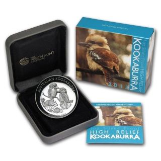 2013 Australian Kookaburra 1 Troy Oz Silver Proof High Relief Coin W Box And photo