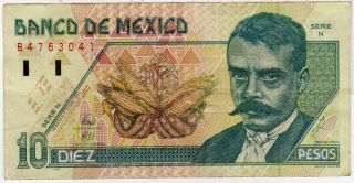 Mexico 1994 $10 Pesos Zapata Serie N (b4763041) Note photo