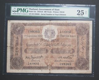Thailand,  Government Of Siam 100 Ticals,  (1914) Pick 12c P 12c Tb17b,  Rare photo