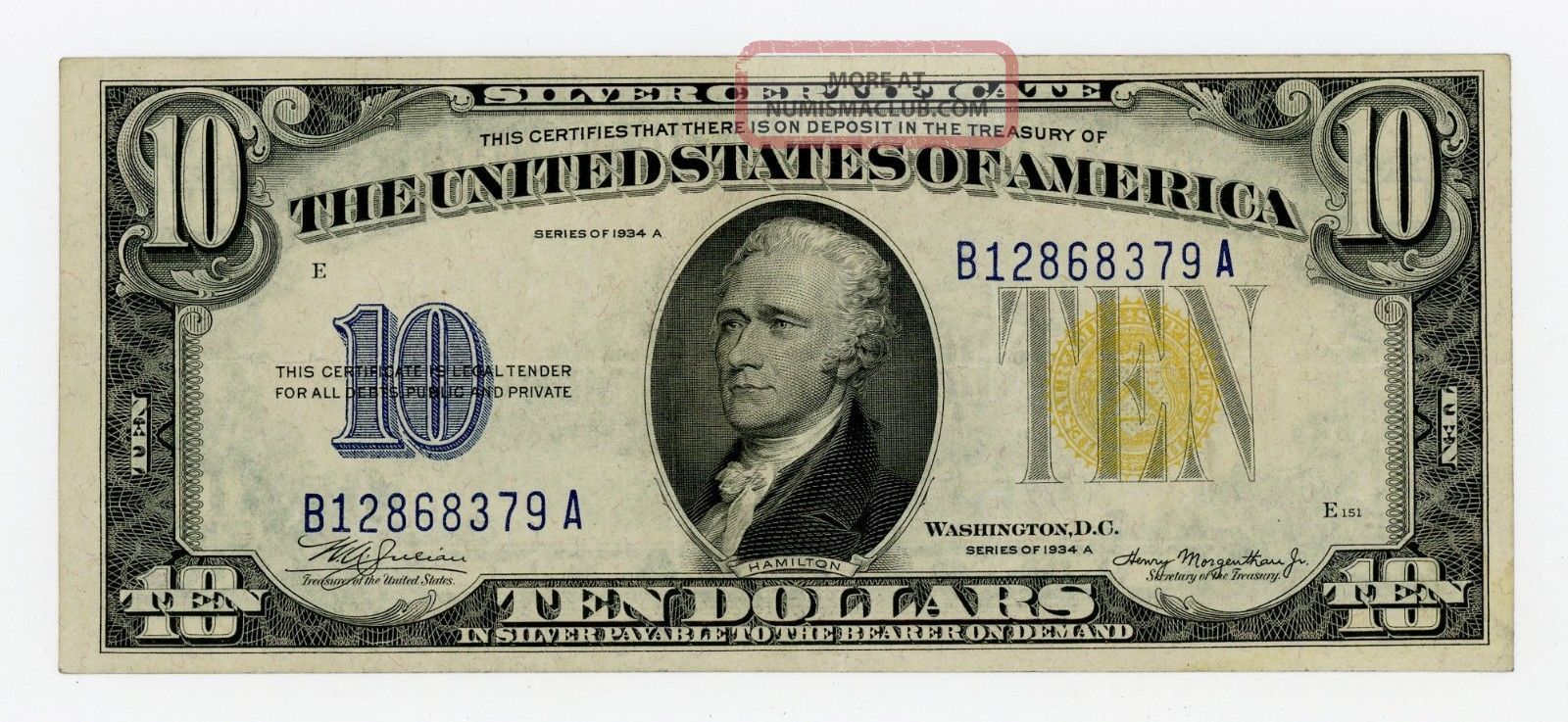 1934 - A Fr.  2309 $10 U.  S.  (north Africa) Emergency Issue Silver Certificate Small Size Notes photo