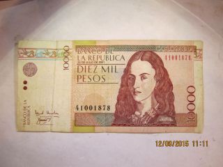 2001 Colombian 10000 Peso Bank Note photo