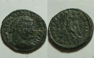 Rare Ancient Roman Coin/diocletian 297 Genius Modius Patera Cornucopia photo