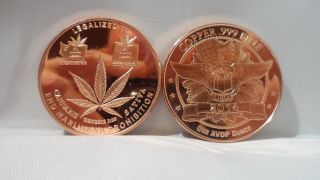1oz.  Legalized It End Prohibition.  999 Fine Copper Bullion Round photo