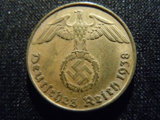 1938 - E - German - - 5 - - Reichspfennig - Germany - Nazi Coin - Swastika - World - Ab - 4991 - Cent photo