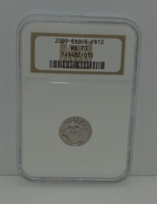 2001 Platinum American Eagle P$10 Ngc Ms70; Key Date Saf159 Rz photo