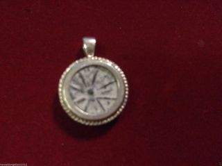 Biblical Widows Mite Coin In Sterling Silver Pendant,  Vintage Holy Land Jewelry photo