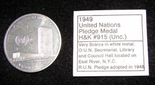 So Called Dollar (hk - 915) 1948 United Nations Pledge Aluminum Medal Coin Scarce photo