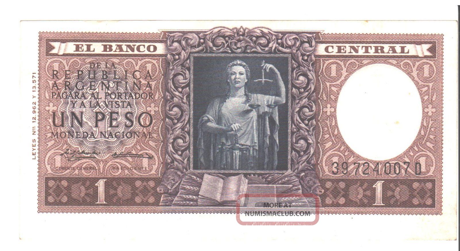 Argentina 1 Peso Nd Unc No Date On Back Paper Money: World photo