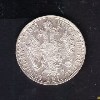 1891 Austria.  Hungary.  Silver Coin 1florin.  N A6 photo