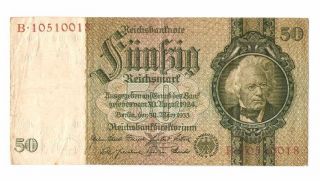 1933 Nazi Germany 50 Reichsmark Banknote photo