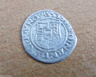 Medieval Silver Coin,  Ferdinand I,  Holy Roman Emperor,  Silver Denar Ad 1553 photo
