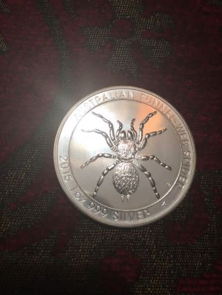 2015 - P $1 Silver Australian Funnel - Web Spider 1oz.  999 Coin Nr photo