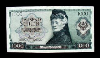 1966 Austria Rare Banknote 1000 Shilling Xf,  / Aunc photo