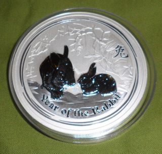 2011 Australia Year Of The Rabbit 5 Oz Silver Coin Perth Lunar photo