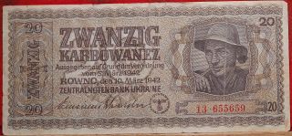 1942 Germany 20 Marks Note S/h photo