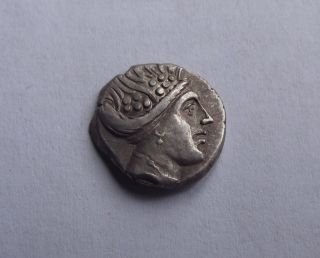 Ancient Greek Silver Coin Histiaia In Euboia Triobol photo