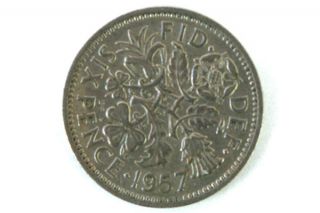 1957 Six Pence Coin Great Britain photo