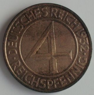 Germany 4 Pfennig 1932 F Rare photo