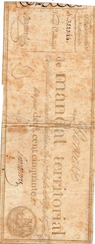 1790 ' S Mandat Territorial.  French Revolution.  Rare Large Banknote photo