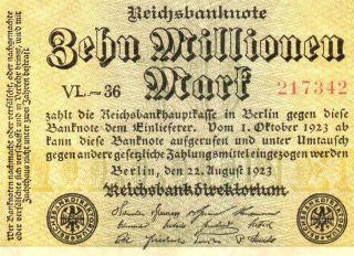 Xxx - Rare 10 Million Mark Weimar Inflation Banknote From 1923 photo