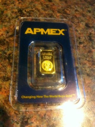 1 Gram.  9999 24k Gold Bullion Bar,  Apmex Assay,  S/h photo