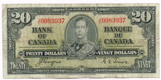 1937 Canada 20 Dollars Note ' Coyone/towers ' photo