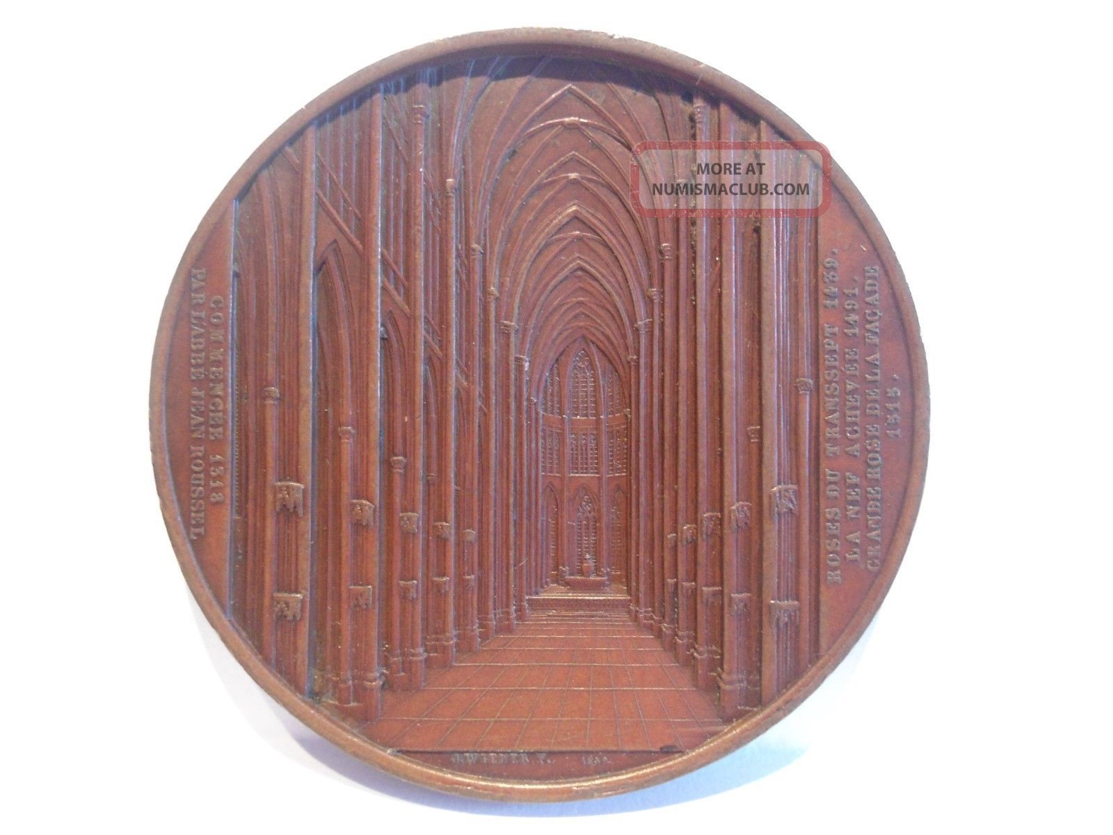 Rare Architecture Medal By Wiener - St Ouens Church At Rouen Exonumia photo
