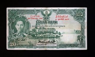 Thailand,  Government Of Siam 20 Baht,  Pick 25 Tb42 Nd (1935) Very Fine, photo
