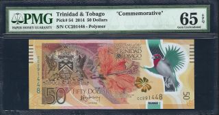 Trinidad & Tobago 2014 P - 54 Pmg Gem Unc 65 Epq 50 Dollars - 2014 Banknote The Year photo