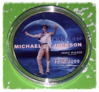 Michael Jackson King Of Pop Fm12 - 1 Oz - Colorized Art Round photo