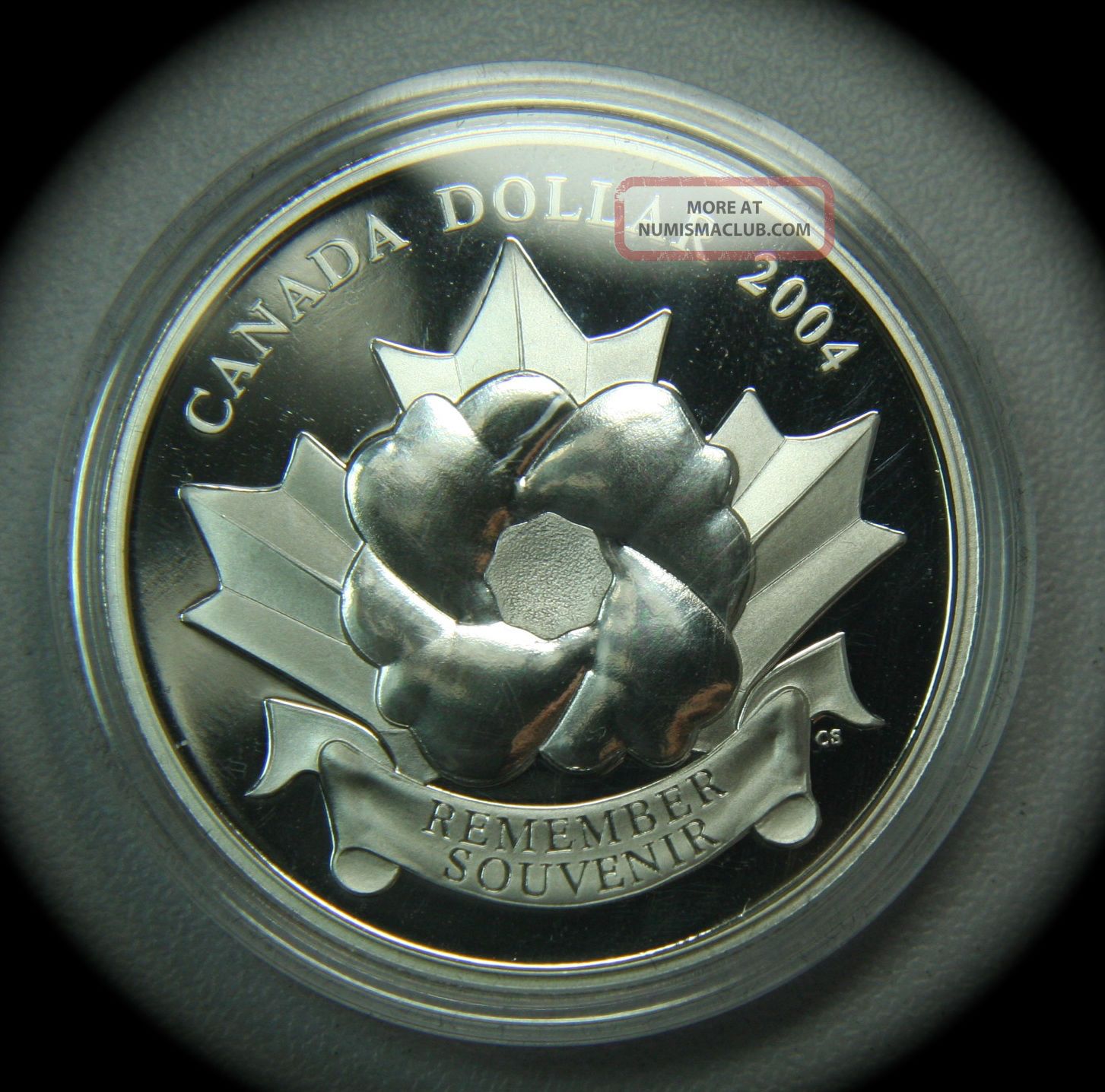 2004 Silver Canada Proof Poppy Dollar In Plastic Capsule Coins: Canada photo