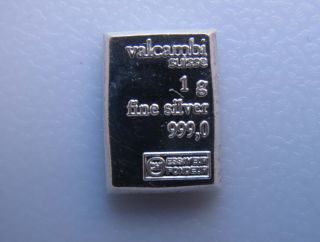 Valcambi Suisse 1 Gram 1g Pure Silver Bar photo