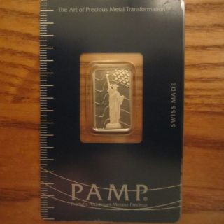 Pamp Suisse 5 Gram 999.  5 Platinum Statue Of Liberty Bar photo