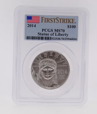 2014 $100 Platinum American Eagle Coin 1oz First Strike Pcgs Ms70 photo