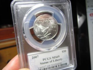 1/2 Ounce Platinum 2007 Statue Of Liberty Pcgs Ms - 69 It Looks Flawless photo