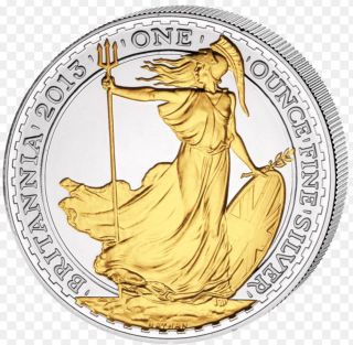 2013 Britannia 1 Oz Silver Coin Gilded photo
