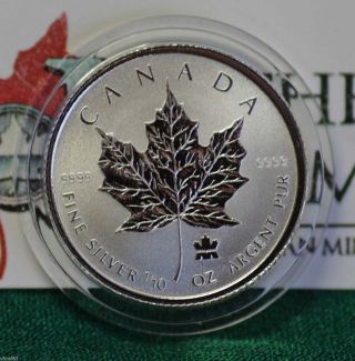 2004 Canada $2 Privy Mark Silver Maple Leaf 1/10 Oz Reverse Proof 99.  99 Silver photo